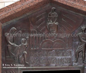 Bronze main door of Basilica of the Annunciation, with bas reliefs of scenes from life of Jesus
