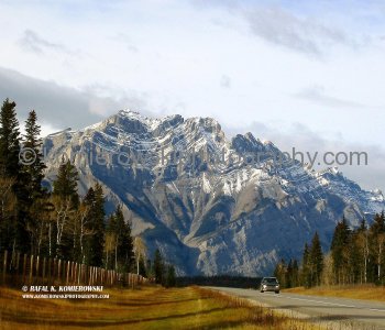 Mount Cascade seen from Trans Canada hwy...West of Canmore are the gates to Banff National Park. While driving through the mountains pay attention to posted speed limits because of wildlife crossings.