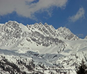 Selkirk Mountains at  ROGERS PASS.   Weather - late March
