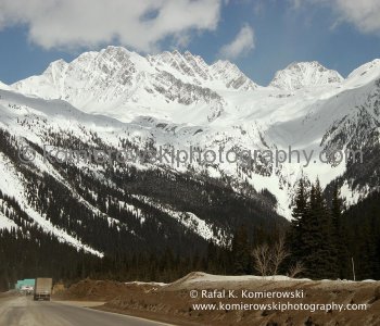 1 km  West of Summit Rogers Pass - Selkirk Mountains.  Weather - late March