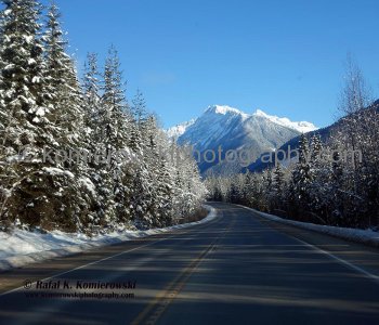 West of Rogers Pass-on the way to Revelstoke (view eastbound towards Rogers Pass). Weather-beginning- December