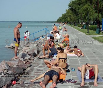 Balaton Lake beach/resort suntanning...