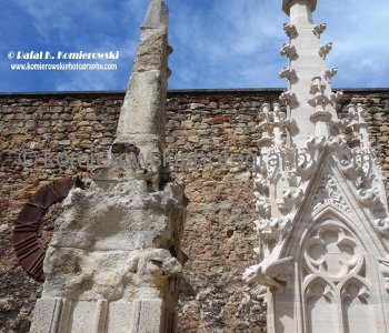Zagreb Cathedral ...example of stone spiral before and  after restoration...