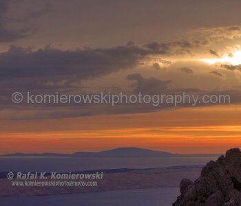 Approaching Adriatic Coast near Karlobag minutes before sunset- view from highway no. 25.