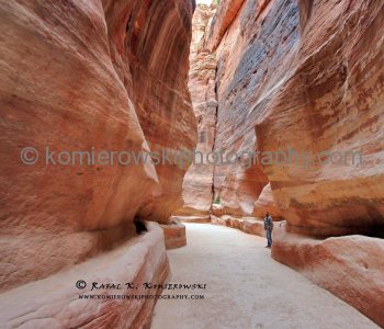 A waterway carved into the wall runs the entire length of the Siq
