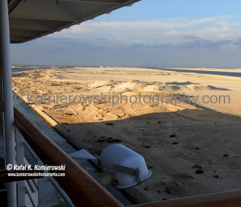 The Suez Canal, desert seen  from M/S Rotterdam....