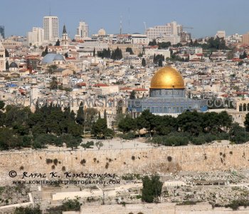 The Dom Of The Rock . This picture was taken from view from Mount of Olives, Jerusalem