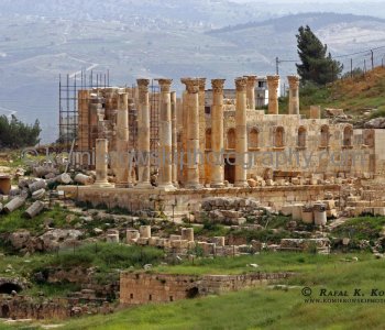 View (image from) of the ancient the Greco-Roman city of Gerasa, Jerash, Jordan
