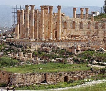 View (image from) of the ancient the Greco-Roman city of Gerasa, Jerash, Jordan