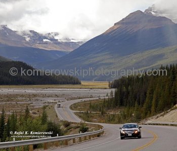 Highway No. 93, north of North Saskatchewan River, Banff National Park, Alberta, Icefields Parkway- Canadas most scenic mountain roadway