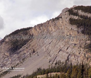 Incredible geological formation seen from Highway No. 93, north of North Saskatchewan River, Banff National Park, Alberta, Icefields Parkway- Canadas most scenic mountain roadway