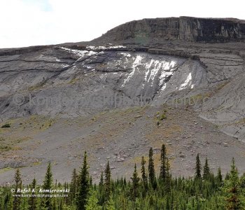 Spectacular geology seen from Hwy. No. 93,  Banff National Park, Alberta, Icefields Parkway- Canadas most scenic mountain roadway
